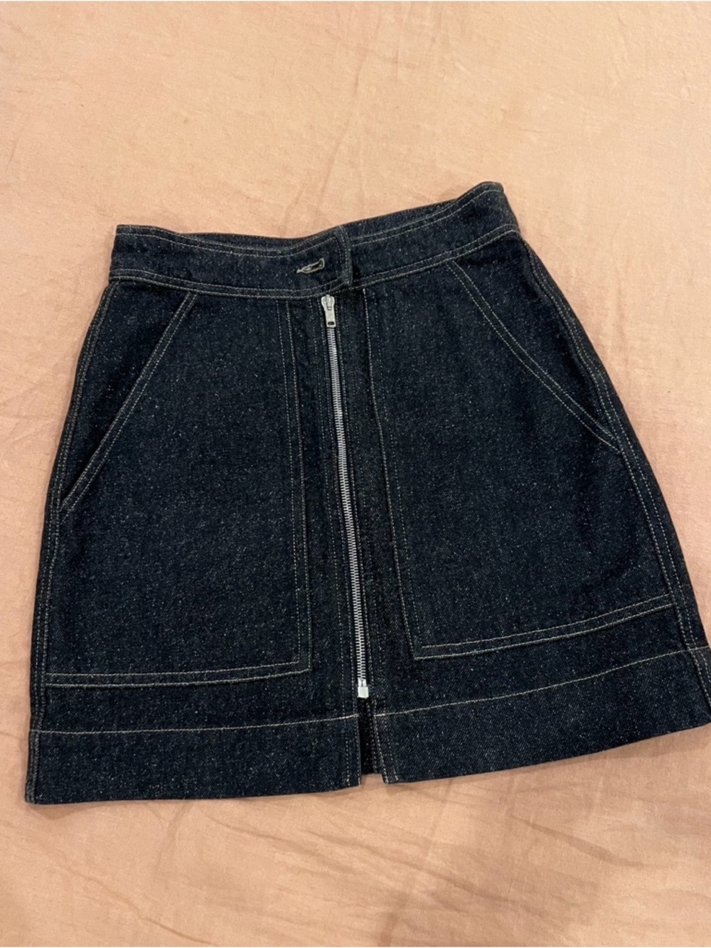 Isabel Marant Black Denim Mini Skirt with Front Zip